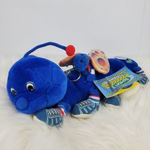 Vtg Lots a Leggggggs Legs Blue Flicky Light Up Caterpillar Plush with Tag WORKS